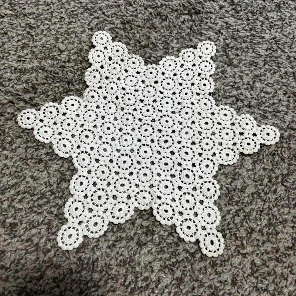 Vintage Small White Crocheted Doily Star